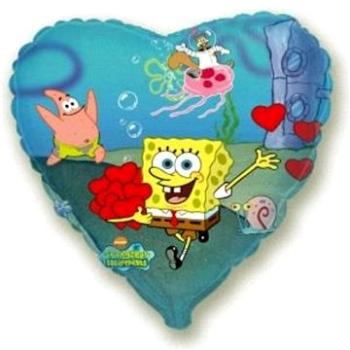 Balón fóliový Sponge Bob srdce 45 cm (8435102307863)