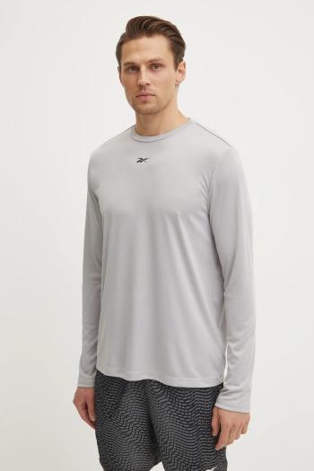 Tričko s dlhým rukávom Reebok pánske, šedá farba, 100216546