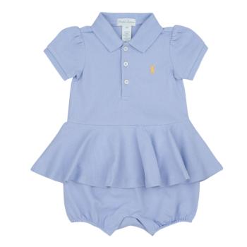 Polo Ralph Lauren  SS PEPLUM BU-ONE PIECE-SHORTALL  Krátke šaty Modrá