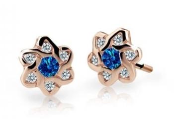 Cutie Jewellery Detské náušnice z ružového zlata C2149-30-X-4 modrá