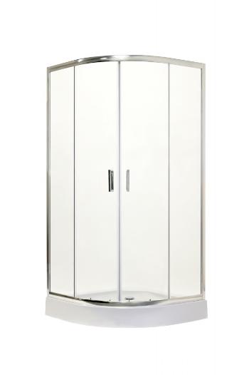 OLSEN SPA - Štvrťkruhový sprchovací kút s vaničkou BILBAO - Farba rámu zásteny - Hliník chróm, Rozmer A - 90 cm, Rozmer B - 90 cm, Smer zatváranie - Univerzálny Ľavé / Pravé, Výplň - Pear - 5 mm OLBBIL90CP