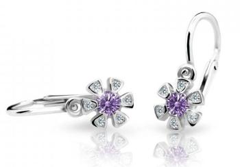 Cutie Jewellery Detské náušnice z bieleho zlata C2156-10-X-2 fialová