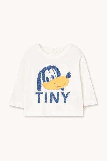 Detské bavlnené tričko s dlhým rukávom Tinycottons TINY DOG GRAPHIC BABY TEE biela farba, s potlačou, AW25-322