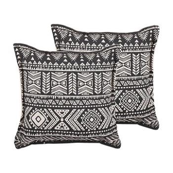 BELIANI, Sada 2 vankúšov s etnickým vzorom 45 × 45 cm čierno béžová SIRVAN, 257553 (beliani_257553)