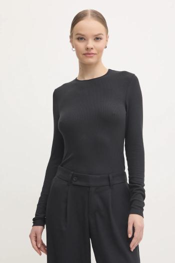 Tričko s dlhým rukávom Abercrombie & Fitch dámske, čierna farba, KI139-4633