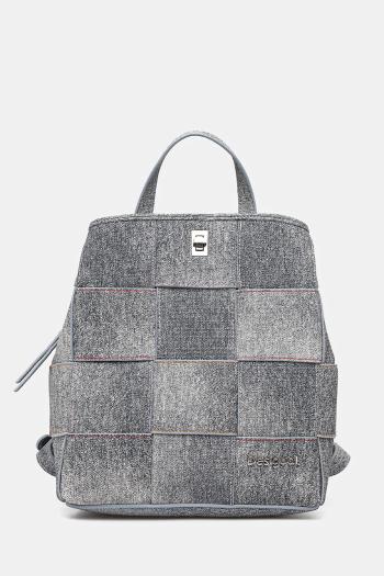 Ruksak Desigual YOKO PU DENIM SU dámsky, šedá farba, malý, vzorovaný, 25SAKP09