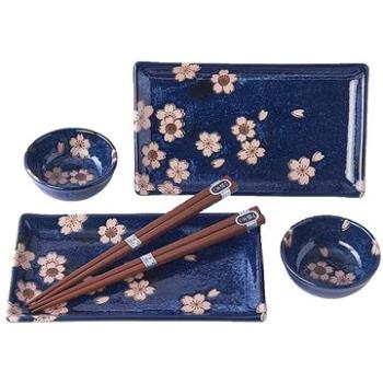 Made In Japan Sushi Sada Navy & Pink Sakura Design 6 ks (MIJ8594197826977)