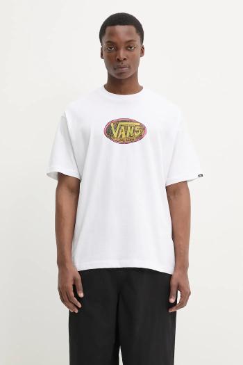Bavlnené tričko Vans pánske, biela farba, s potlačou, VN000NHWWHT1