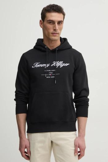 Mikina Tommy Hilfiger pánska, čierna farba, s kapucňou, s nášivkou, MW0MW33631