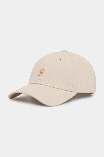 Bavlnená šiltovka Tommy Hilfiger béžová farba, s nášivkou, AW0AW17631