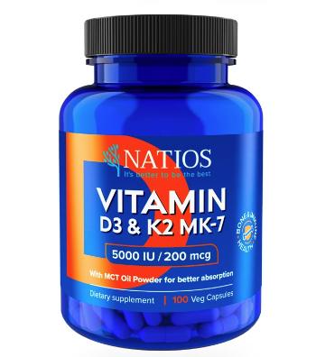 NATIOS Vitamín D3 & K2 MK-7 5000 IU / 200 mcg 100 kapsúl