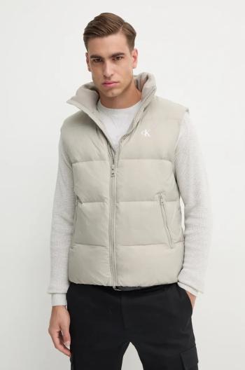 Páperová vesta Calvin Klein Jeans pánska, šedá farba, zimná, J30J325901