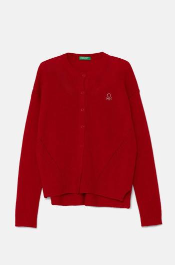 Detský vlnený kardigan United Colors of Benetton červená farba, tenký, 1244C500N
