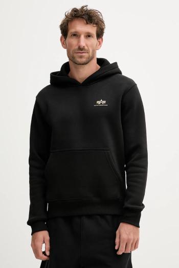 Mikina Alpha Industries čierna farba, s kapucňou, jednofarebná, 148347.533