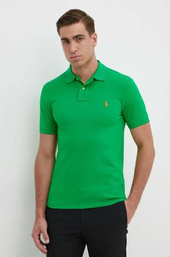 Bavlnené polo tričko Polo Ralph Lauren zelená farba, jednofarebné, 710536856