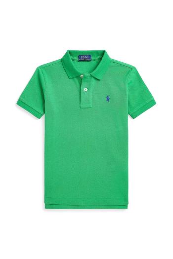 Detská bavlnená polokošeľa Polo Ralph Lauren zelená farba, jednofarebná, 322703632183