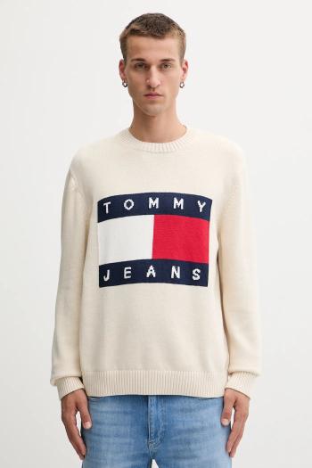 Bavlnený sveter Tommy Jeans béžová farba, ľahký, DM0DM22105