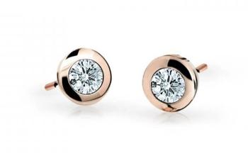 Cutie Jewellery Detské náušnice z ružového zlata C1537-30-X-4 biela