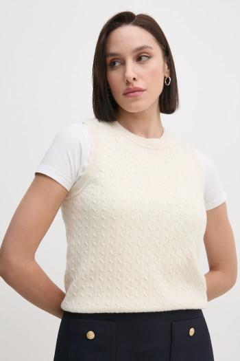 Vlnená vesta Tommy Hilfiger béžová farba, WW0WW43956
