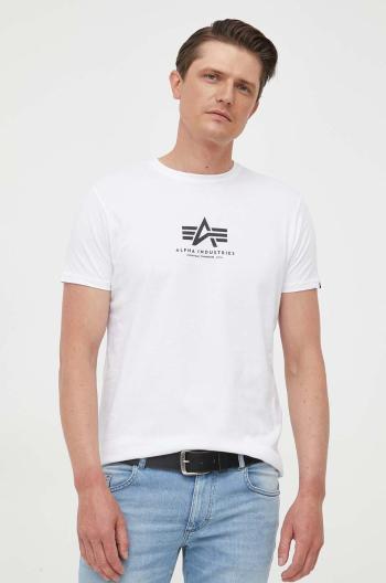 Bavlnené tričko Alpha Industries 118533.09-White, biela farba, s potlačou