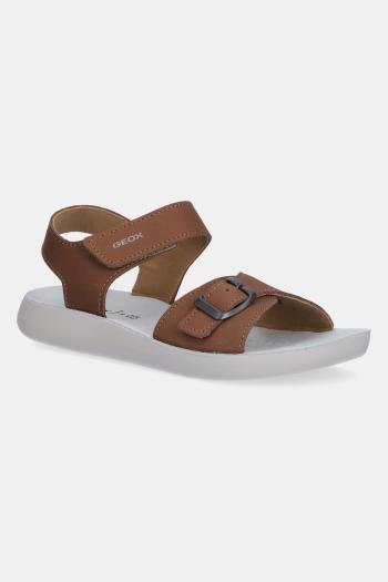 Detské nubukové sandále Geox LIGHTFLOPPY hnedá farba, J45GQD.00032