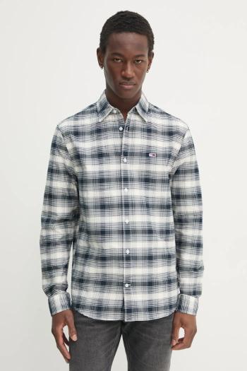 Košeľa Tommy Jeans pánska, tmavomodrá farba, regular, s klasickým golierom, DM0DM21096