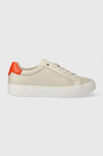 Tenisky Calvin Klein VULC LACE UP - DIAMOND FOXING béžová farba, HW0HW01865