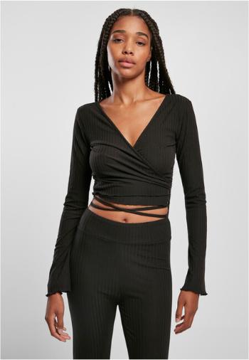 Urban Classics Ladies Cropped Rib Wrapped Longsleeve black - S