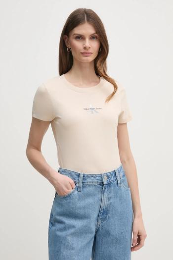 Tričko Calvin Klein Jeans dámske, béžová farba, J20J225252