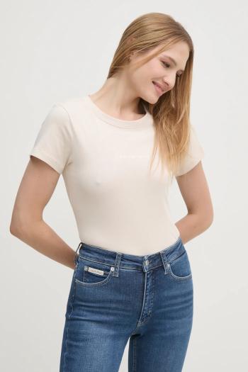 Bavlnené tričko Calvin Klein Jeans dámska, béžová farba, J20J224990