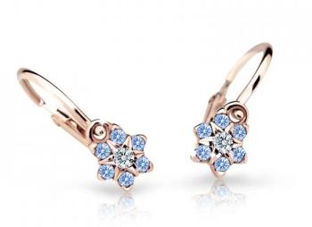 Cutie Jewellery Pôvabné detské náušnice z ružového zlata C2152-10-X-4 svetlo modrá