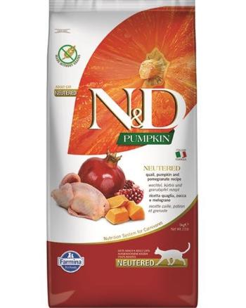 Farmina N&D cat PUMPKIN (GF) adult, neutered, quail & pomegranate granule pre mačky 5kg