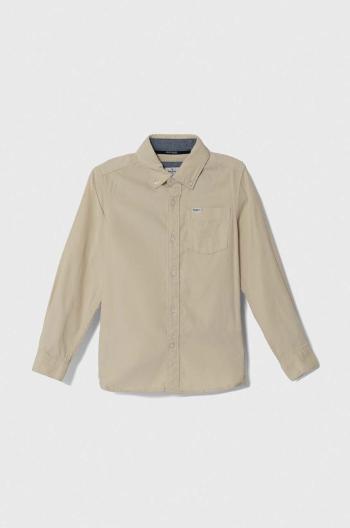 Menčestrová košeľa Pepe Jeans béžová farba