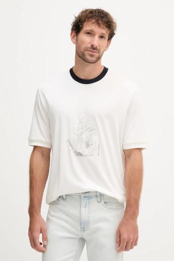 Bavlnené tričko Armani Exchange pánske, biela farba, s potlačou, XM001075 AF12308