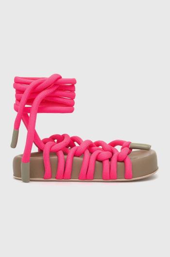 Sandále AGL Jane Laces dámske, ružová farba, na platforme, D685010PGKE762G299
