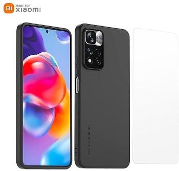 Telefon tok OEM Made for Xiaomi TPU Tok + Edzett üveg a Redmi Note 11 Pro+ 5G készülékhez - fekete