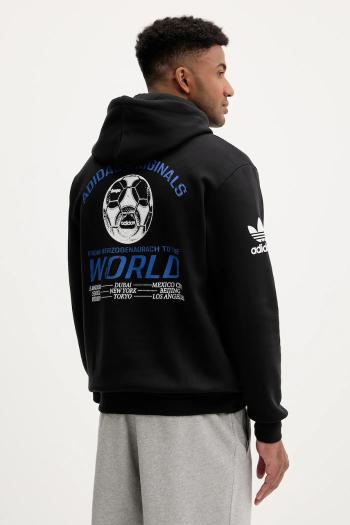 Mikina adidas Originals Graphic Hoodie čierna farba, s kapucňou, s potlačou, JX3058