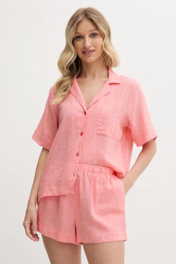 Ľanové pyžamo Dkny oranžová farba, YI90054