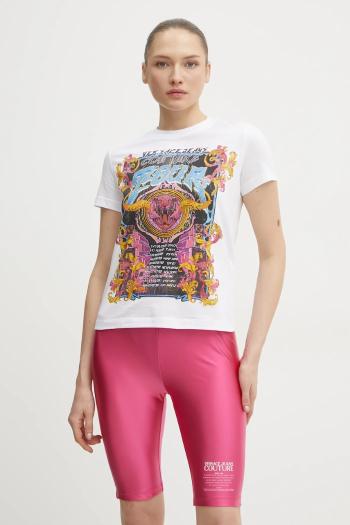 Bavlnené tričko Versace Jeans Couture dámske, biela farba, 78HAHC03 CJ01C