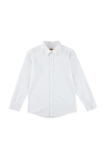 Detská bavlnená košeľa Levi's BATTERY HOUSEMARK SHIRT biela farba, 8EN129
