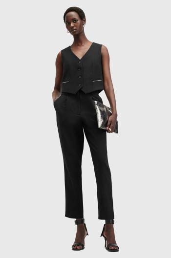 Nohavice s prímesou vlny AllSaints ATLAS KRYS TROUSER čierna farba, strih chinos, vysoký pás, W007QB