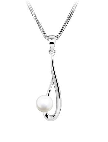 Silver Cat Pôvabný strieborný náhrdelník s pravou perlou Pearls SC611 (retiazka, prívesok)