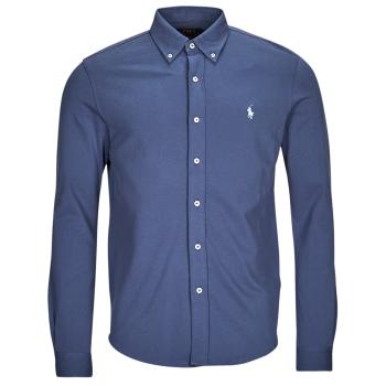 Polo Ralph Lauren  CHEMISE AJUSTEE COL BOUTONNE EN POLO FEATHERWEIGHT  Košele s dlhým rukávom Modrá