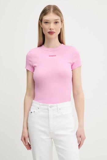 Tričko Tommy Jeans dámske, ružová farba, DW0DW21402