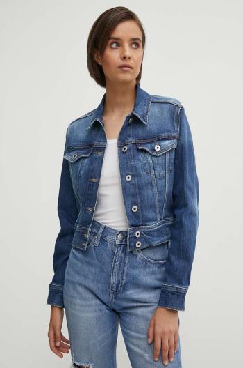 Rifľová bunda Pepe Jeans CROPPED JACKET dámska, tmavomodrá farba, prechodná, PL402431HV3