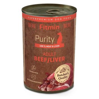 FITMIN Dog Purity tin konzerva hovädzie s pečeňou pre psov 400 g