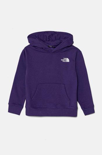 Detská mikina The North Face VERTICAL GRAPHIC OVERSIZED HOODIE fialová farba, s kapucňou, s potlačou, NF0A89HDNL41