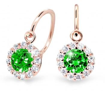 Cutie Jewellery Krásne detské náušnice z ružového zlata C2745-10-X-4 zelená