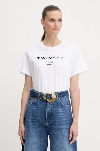 Bavlnené tričko Twinset dámske, biela farba, 252TP2050