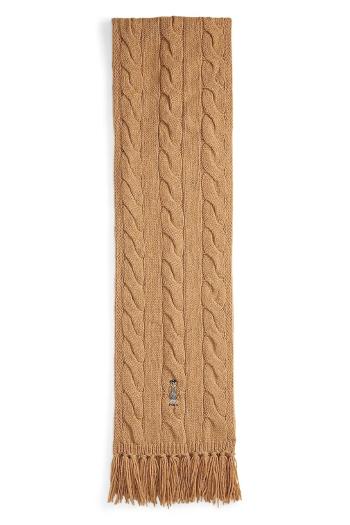 Vlnený šál Polo Ralph Lauren béžová farba, s nášivkou, 455981434